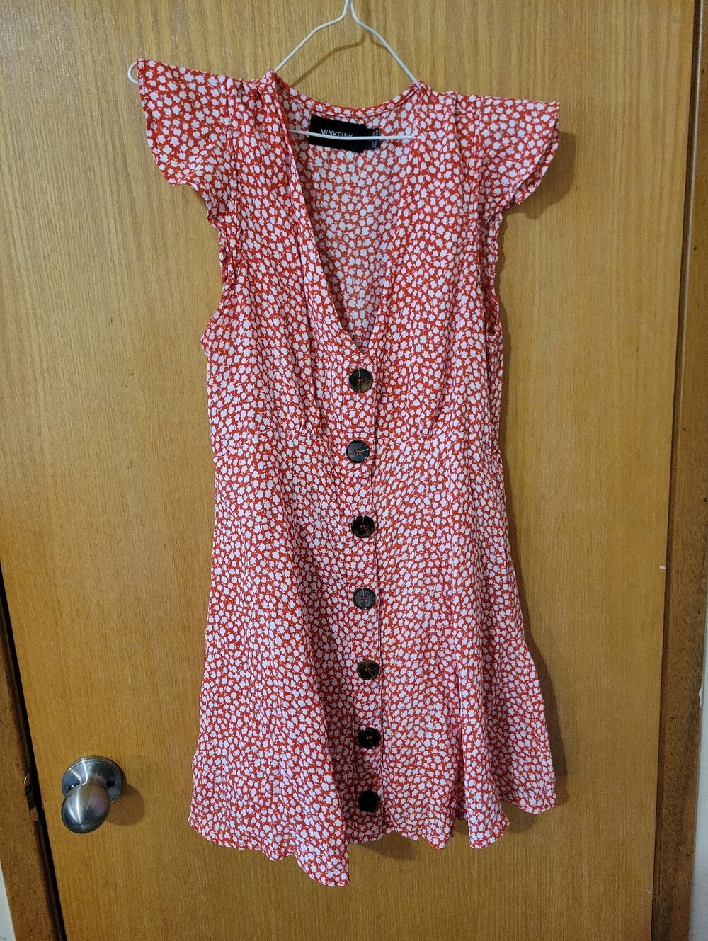 Red Floral Button-Front Sundress